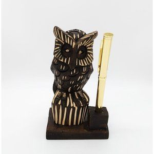 Wood OWL Pencil Pen Holder Desk Décor